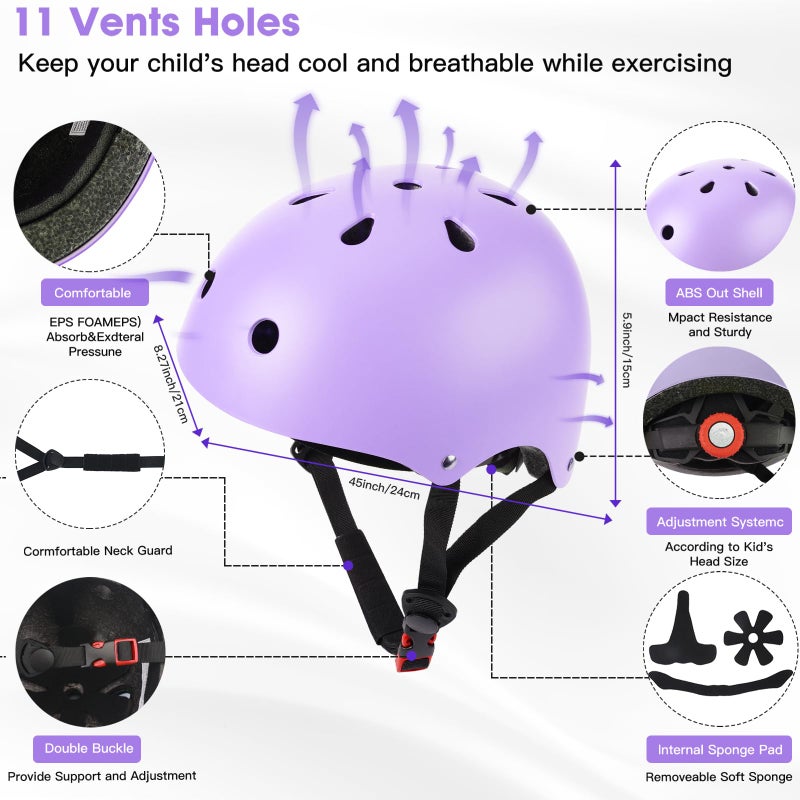 ArgoHome Toddler Kids Bike Helmet Set - Adjustable Cycling Helmet with Knee, Elbow Pads & Wrist Guards Sport Protective Gear Little Kid - Image 3